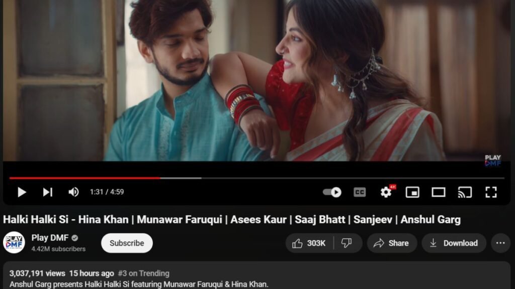 Munawar And Hina Khan Halki Halki Si Video Song 
