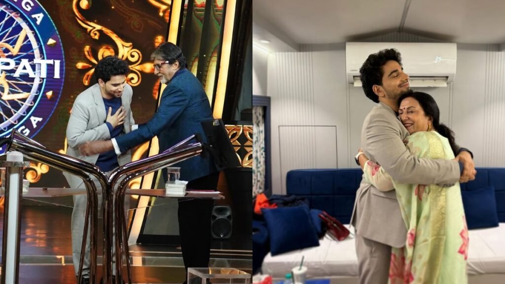 Samay raina hugging her mom at the stage of KBC.