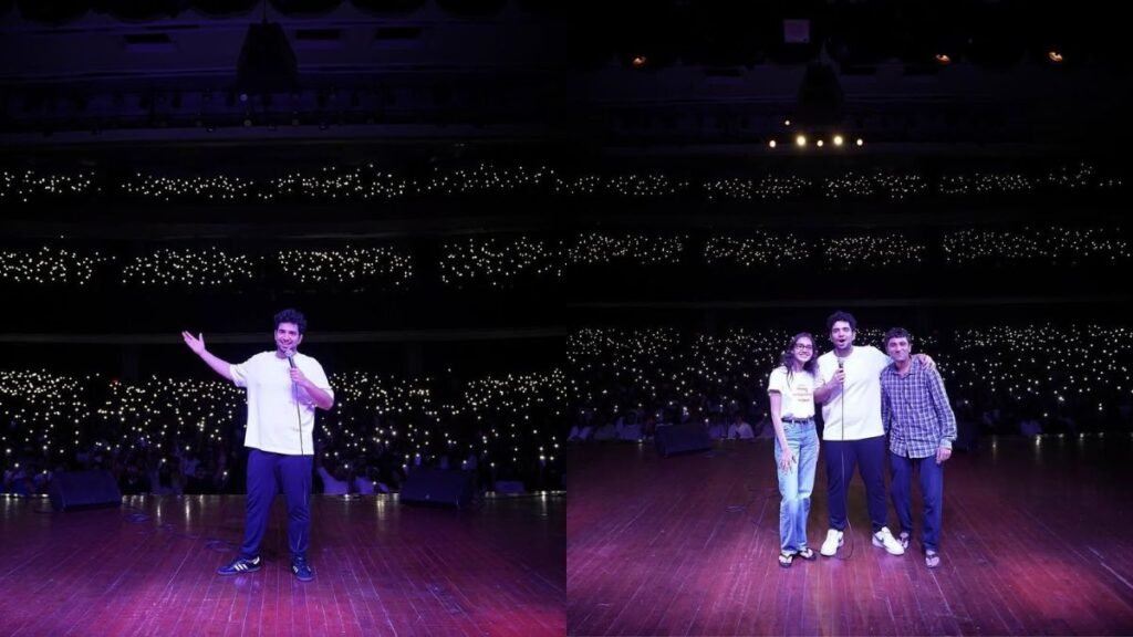 IGL Star Samay Raina's Journey From Chess to standup comedy. Samay raina on stage with the audience.